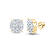 14kt Yellow Gold Womens Round Diamond Cluster Earrings 1-1/2 Cttw